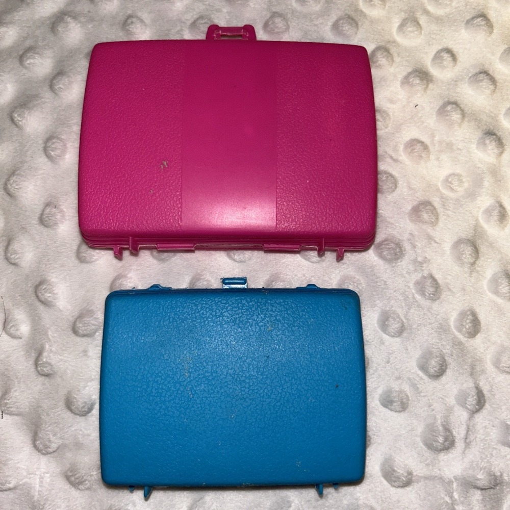 Vintage 1980s Mattel Barbie Doll Pink & Blue Suitcases